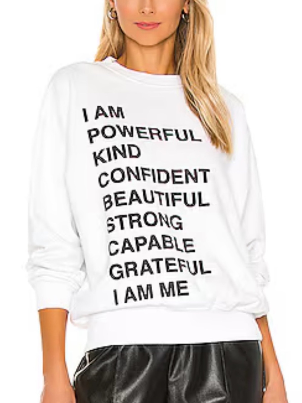 Anine Bing Empowerment Ramona White Terry Pullover Sweatshirt
